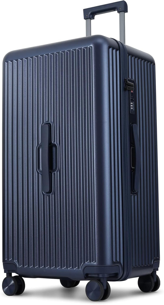 Trunk Luggage, 28 Inch Checked Luggage with Spinner Wheels, Lightweight PC Hard Shell Large Suitcase with TSA Lock, Removable Dividers (Blue, 1PC)