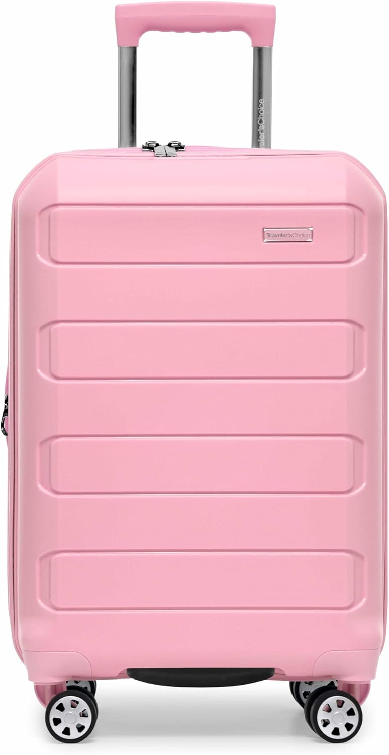 Traveler's Choice Pagosa Indestructible Hardshell Expandable Spinner Luggage, Pink, 2-Piece Set (22/26)