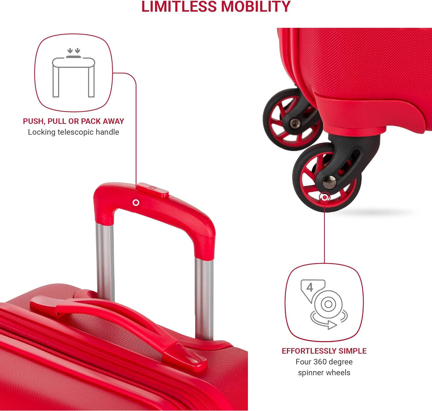 SwissGear 7366 Signature Hardside Expandable Luggage with Spinner Wheels, TSA Lock, Cup-Holder, Red, Carry-On 19-Inch