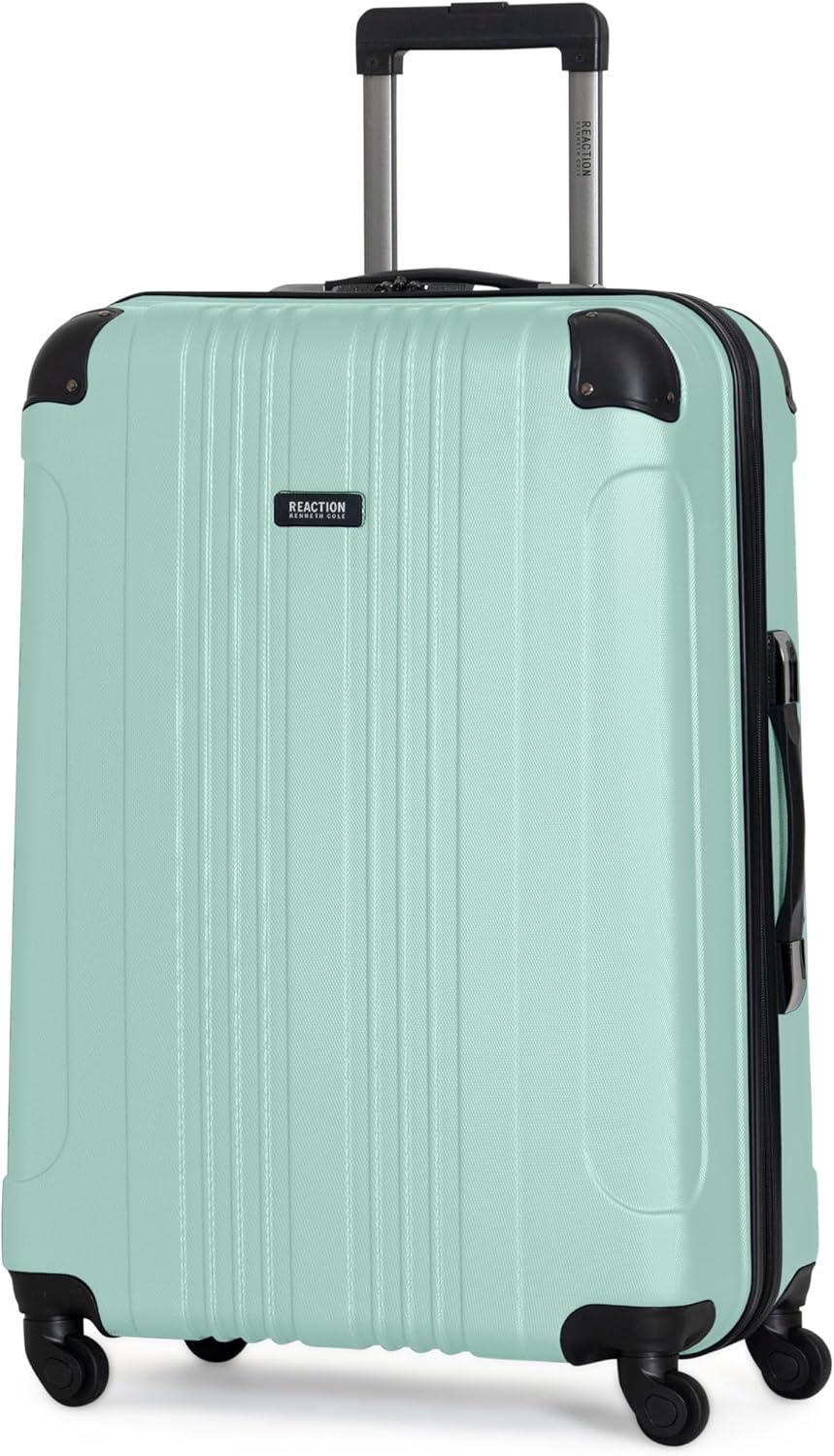 Kenneth Cole REACTION Out of Bounds Lightweight Hardshell 4-Wheel Spinner Luggage, Mint Blue, 28-Inch Carry On
