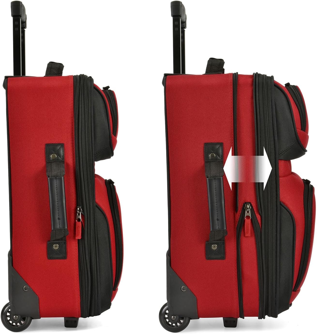 U.S. Traveler Lightweight Rolling 20" Carry On Luggage Softside Suitcase, Red, 2-Wheel Single