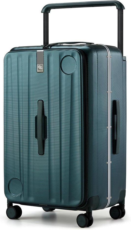 Hanke Multifunctional 26 Inch Hard Shell Suitcases with Wheels Travel Approved Luggage Large Rolling Suitcase Checked Luggage for Women Men(Blackish Green)