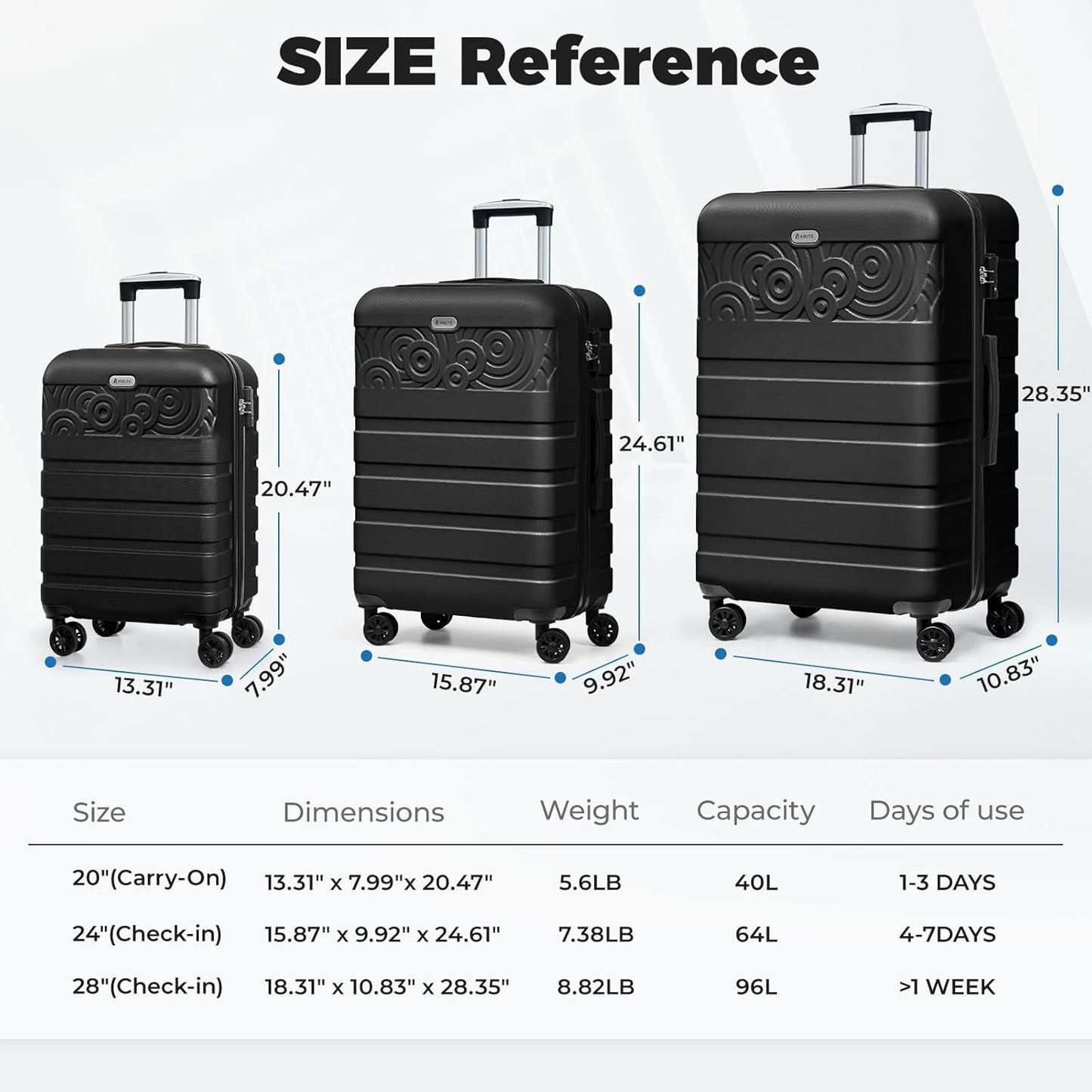 Krute Luggage 28 Inch Suitcase With Spinner Wheels Large Suitcases Lightweight Hard Shell PC ABS TSA Lock Checked Luggages