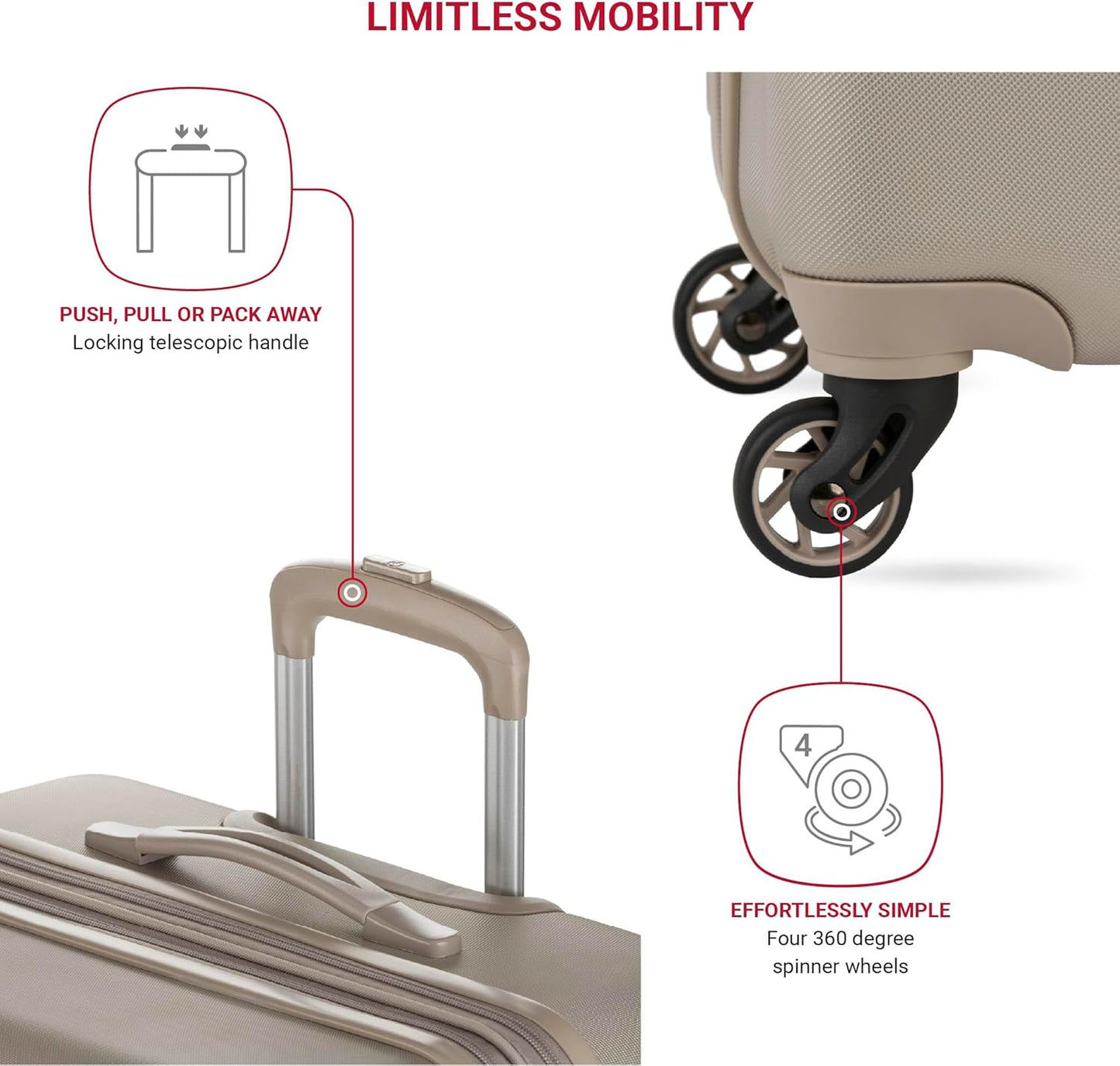 SwissGear 7366 Signature Hardside Expandable Luggage with Spinner Wheels, TSA Lock, Cup-Holder, Sand, 2-Piece Set (19/27)