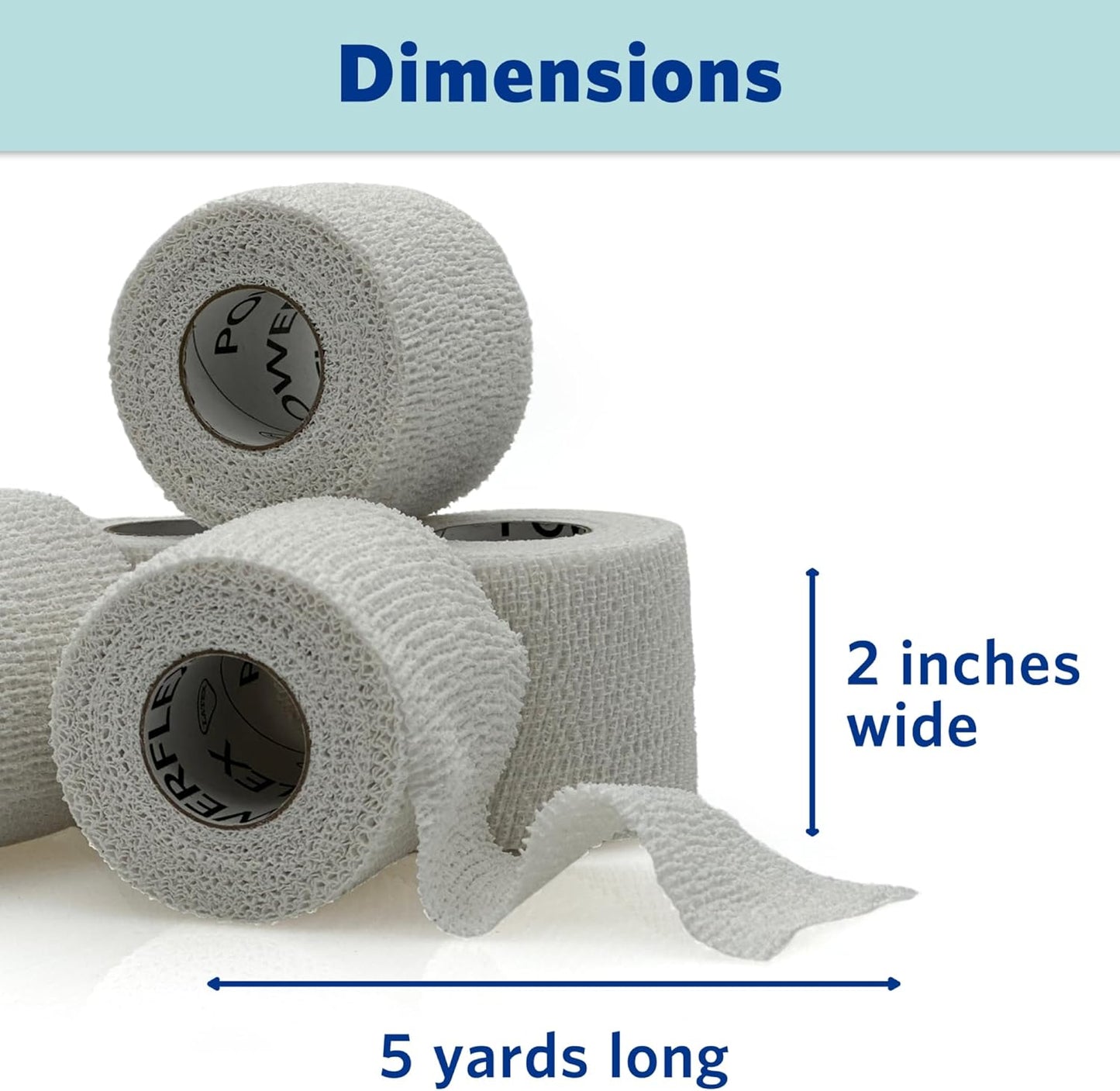 PowerFlex – Self-Adhering Sports Wrap for Injury Prevention & Post-Injury Stability – Medical-Grade, Sweat & Water Resistant First Aid Wrap for Athletes - White, 2 inch, 6 Rolls