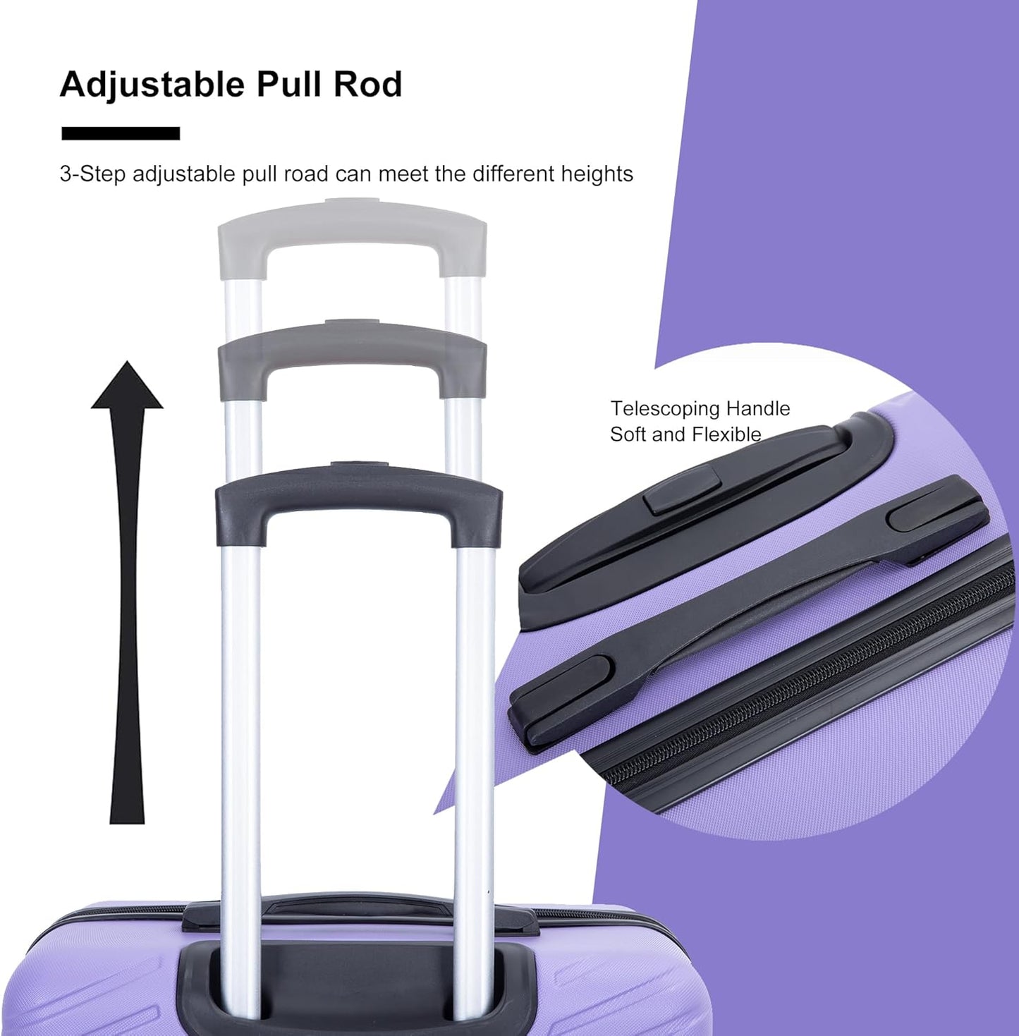 4-Piece Hardside Luggage Set with TSA Lock, Lightweight ABS Suitcases With Spinner Wheel, 16/20/24/28 inch, Purple