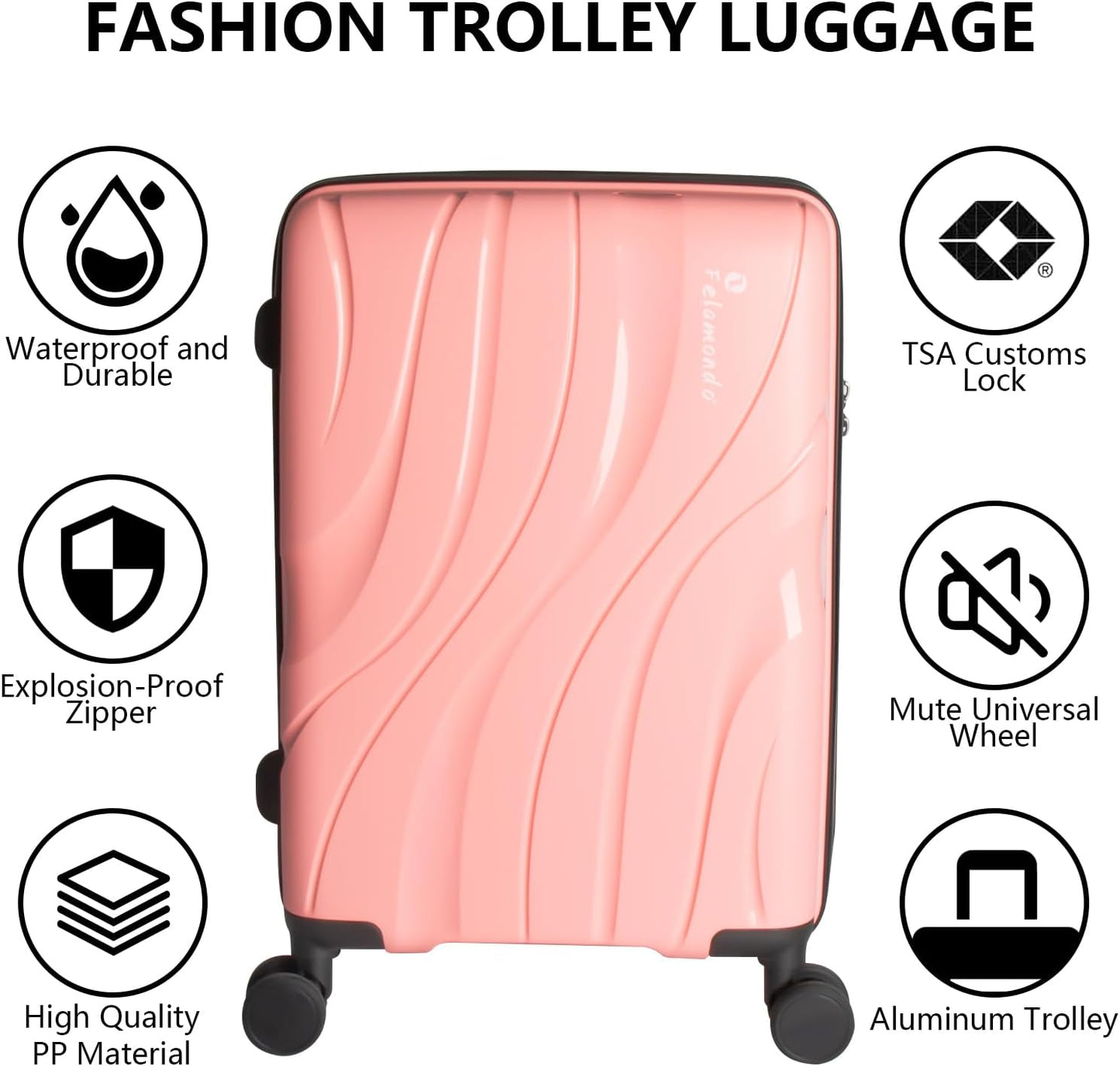 20-inch Carry-On Luggage with TSA Lock & 360° Spinner Wheels, 7.7 lbs, Scratch and Water Resistant - Ideal for Business Travel Suitcase(Pink)