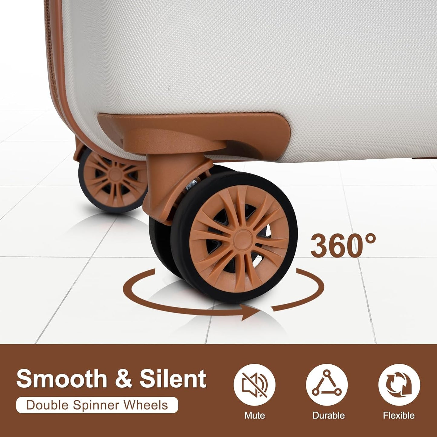 Romswi Expandable 28" Checked Luggage,Large Hardshell Suitcase with Double Spinner Wheels for 20% More Space, Airline Approved Lightweight Hardside Luggage, Scratch-Resistant & YKK Zipper,White