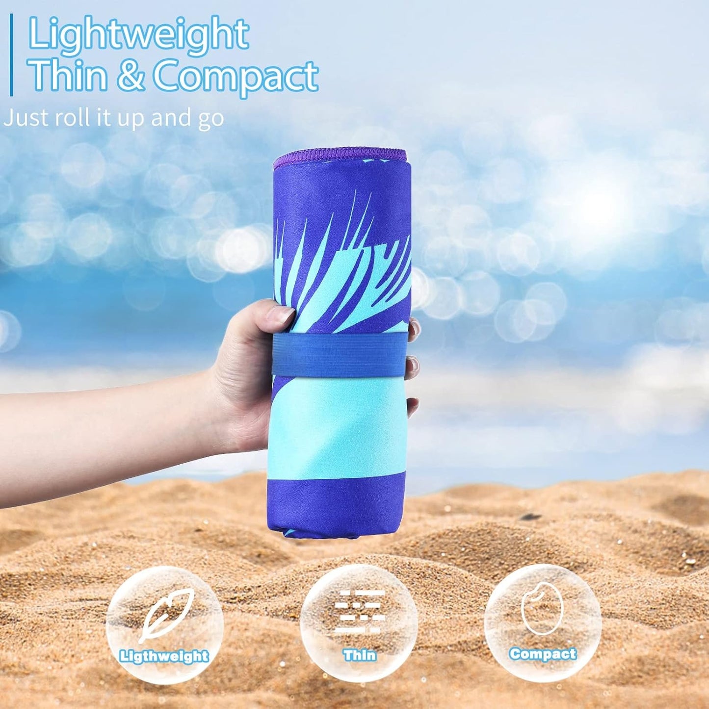 6 Pack Microfiber Oversized Lightweight Beach Towel 71x32 Extra Thin Large Sand Free Towels Travel Swim Pool Yoga Gym for Adults Women Men Beach Essentials Accessories Vacation Gift