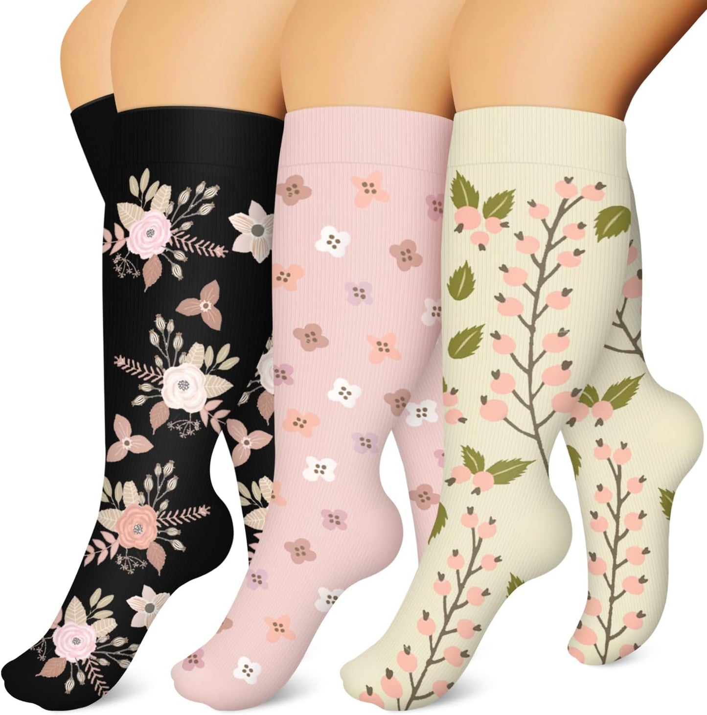 Laite Hebe Plus Size Compression Socks for Women and Men-3 pairs Wide Calf Knee High Support for Circulation