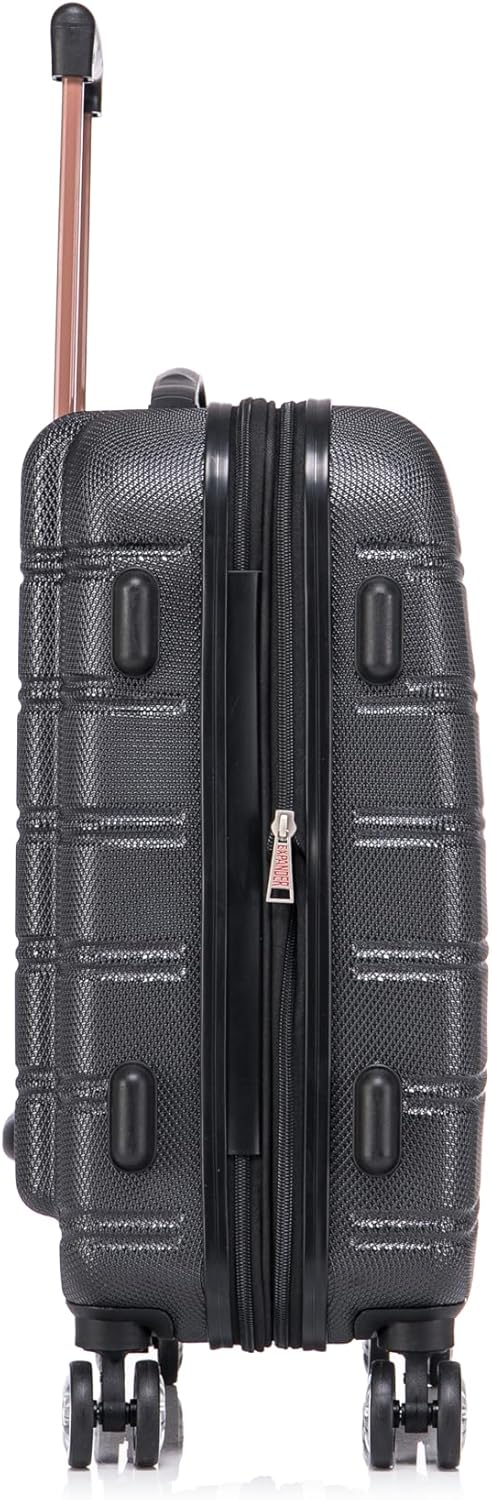 Rockland Melbourne Hardside Expandable Spinner Wheel Luggage Set, Black, Carry-On 20-Inch and Tote 14-Inch