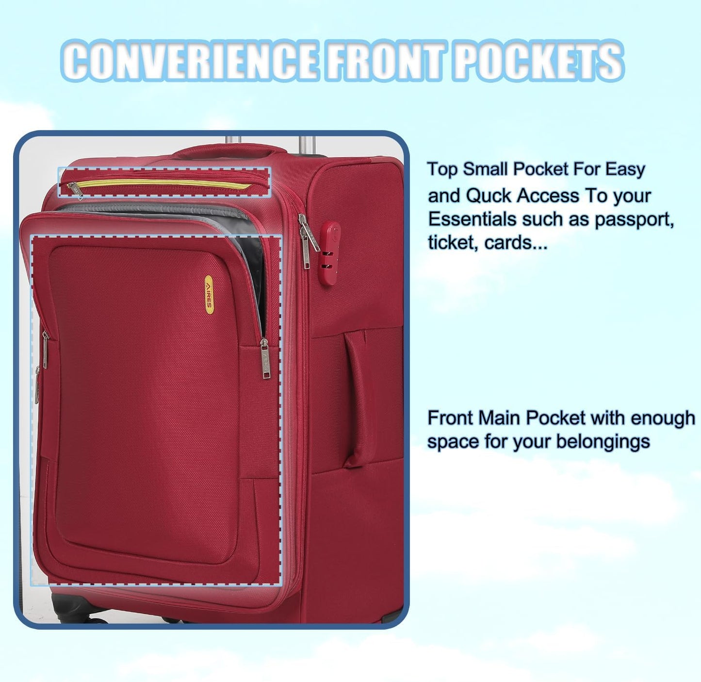 Softside Luggage Sets, Extra Large Expandable Suitcase Sets With Spinner Wheels and Combination Lock Red Luggage For Long Time Overseas Journey (Red) 22inch, 26inch, 30inch