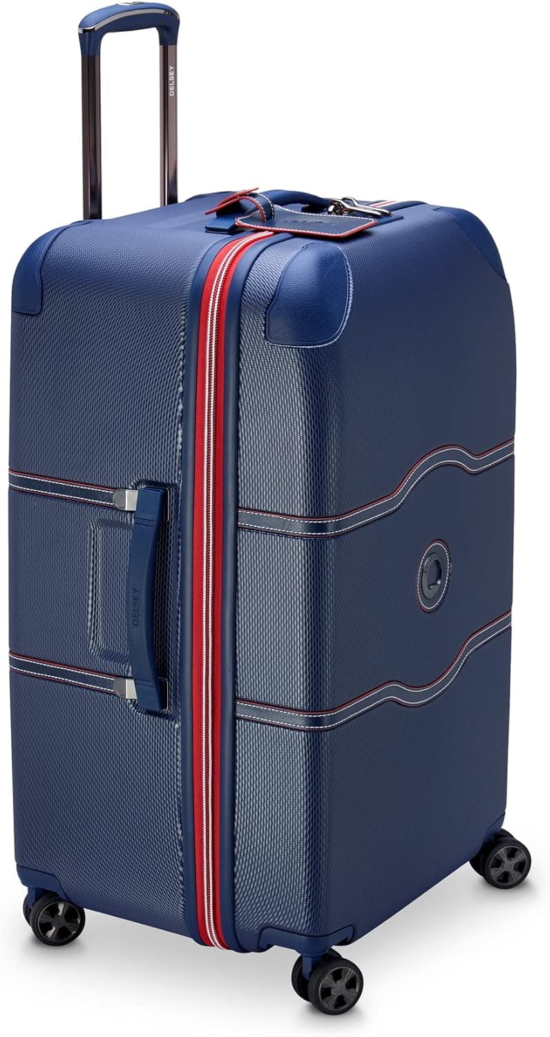 DELSEY PARIS Chatelet Air 2.0 Hardside Luggage Trunk with Spinner Wheels, Navy, Checked-26 Inch Trunk