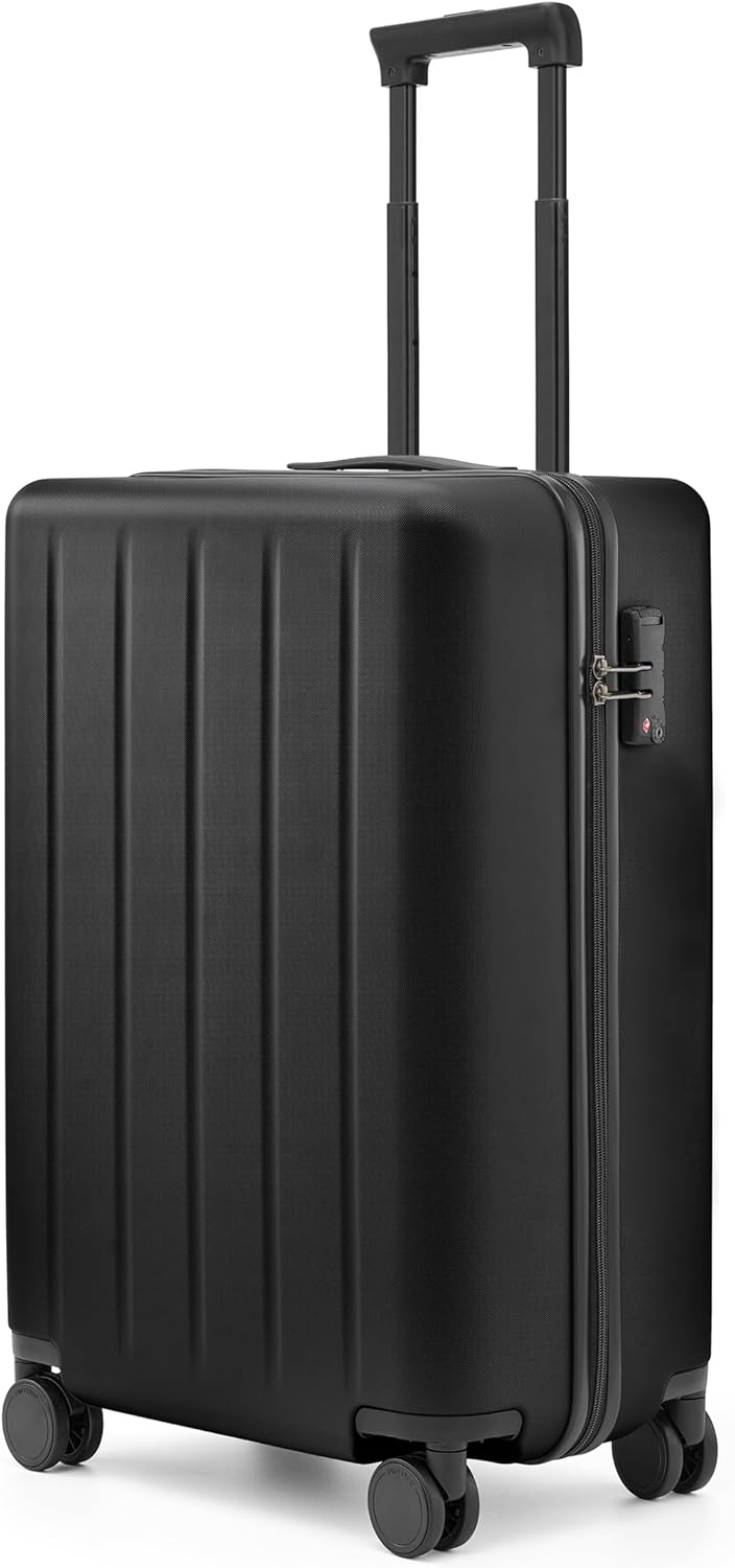 NINETYGO Carry On Suitcase, 20 Inch Carry-On Luggage with Double Spinner Wheels, Dry Wet Separate, PC Hard Case Suitcase, Lightweight Travel Luggage, TSA Approved (Black, Danube)