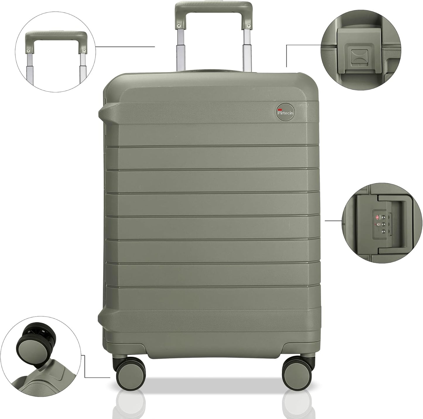 28 Inch Luggage with Spinner Wheels, Hardside Zipperless Large Checked Luggage with TSA Lock, Durable Rolling Suitcase, Green