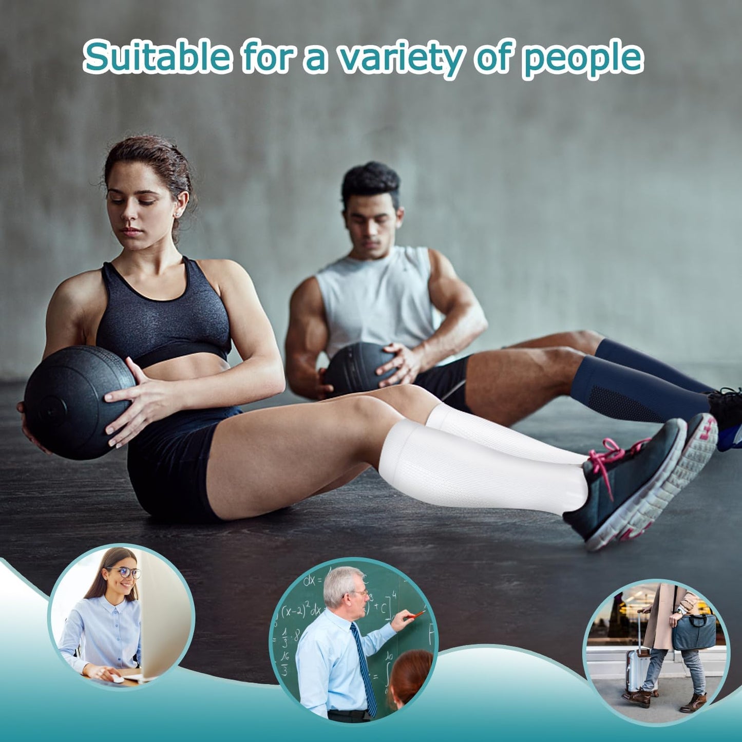 ACTINPUT 8 Pairs Compression Socks for Women & Men,Support Compression Stockings for Medical Running Athletic