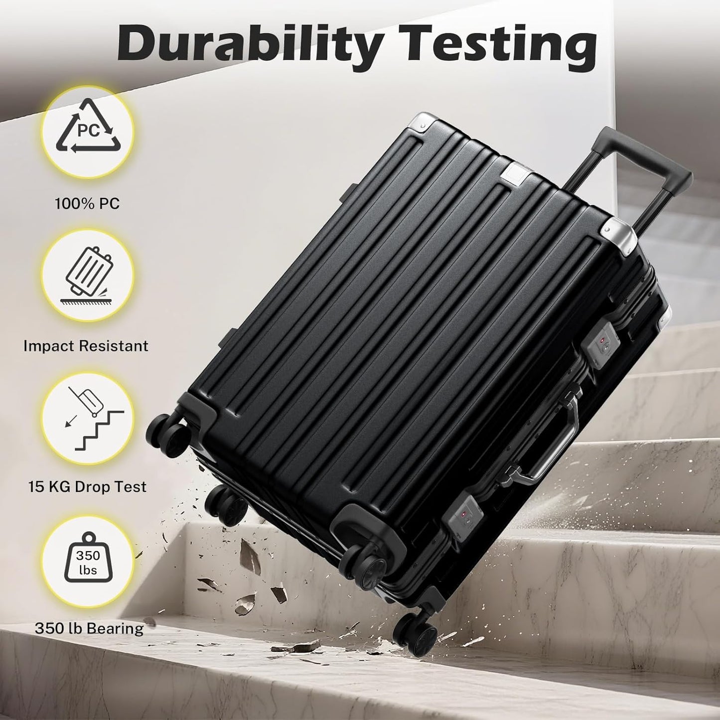 Krute Large Luggage 28 inch Zipperles Suitcase With Spinner Wheels USB Charger Hardside PC Aluminum Frame Luggages Checked Suitcases with TSA Lock (1 Piece)