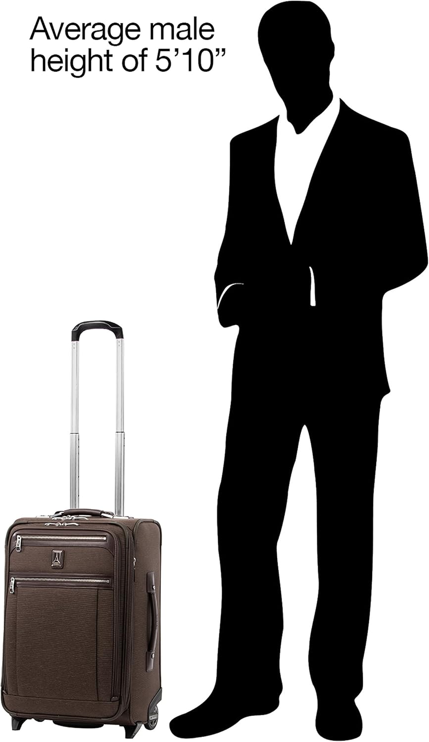 Travelpro Platinum Elite Softside Expandable Carry on Luggage, 2 Wheel Upright Suitcase, USB Port, Men and Women, Rich Espresso, Carry On 22-Inch