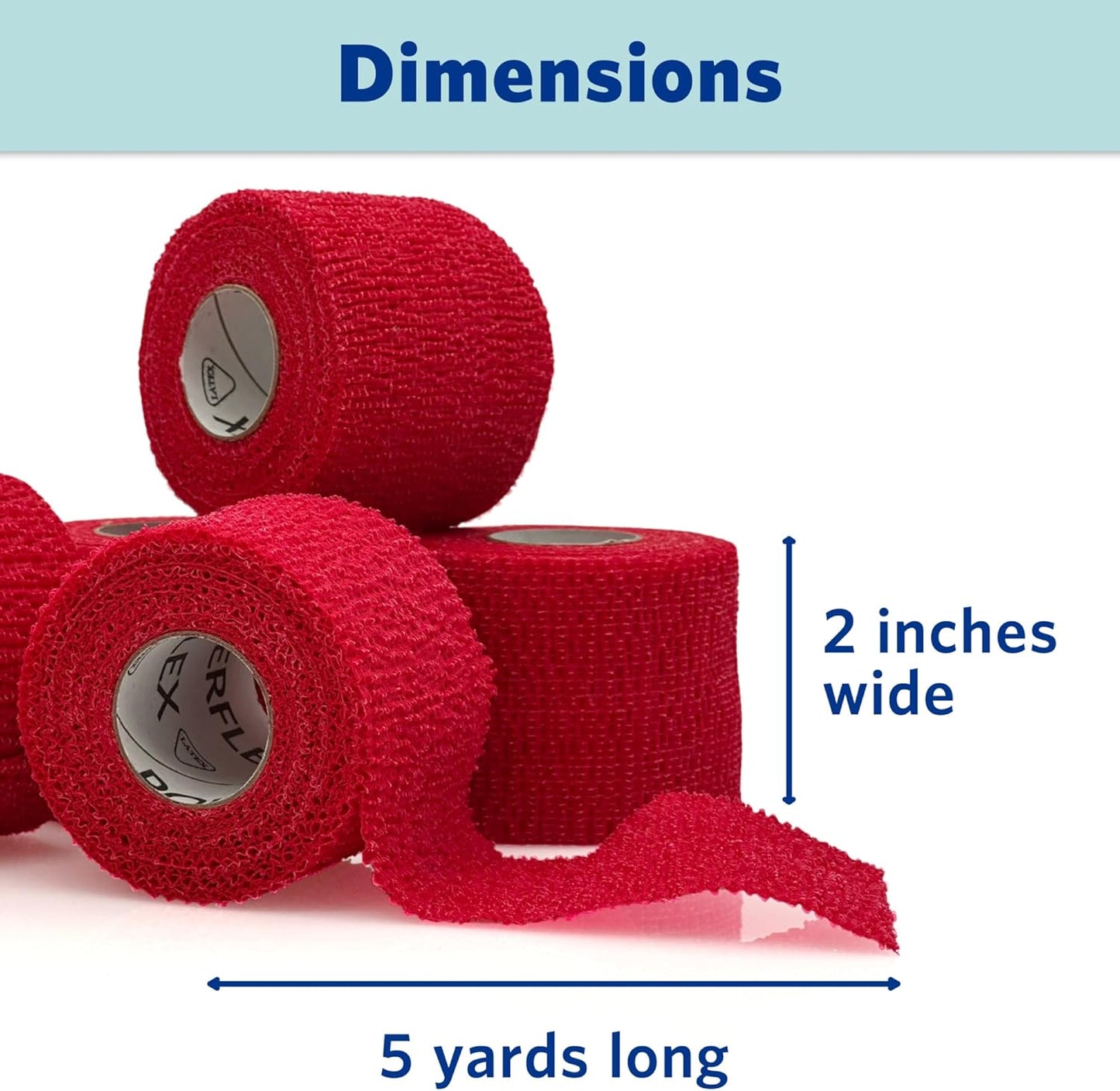 PowerFlex – Self-Adhering Sports Wrap for Injury Prevention & Post-Injury Stability – Medical-Grade, Sweat & Water Resistant First Aid Wrap for Athletes - Red, 2 inch, 6 Rolls