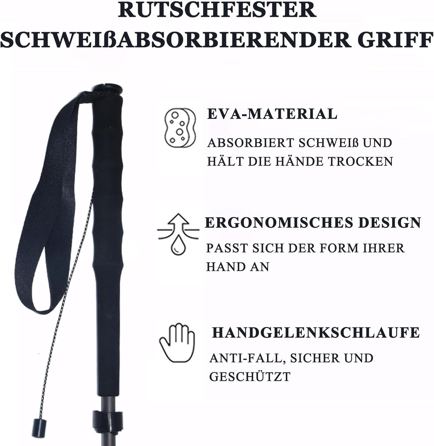 Ultralight Carbon Fibre Trekking Poles - 5-Section Adjustable Hiking Sticks with Anti-Shock Tips, Ergonomic Grips & Storage Bag - Perfect for Hiking, Walking & Backpacking (Set of 2)