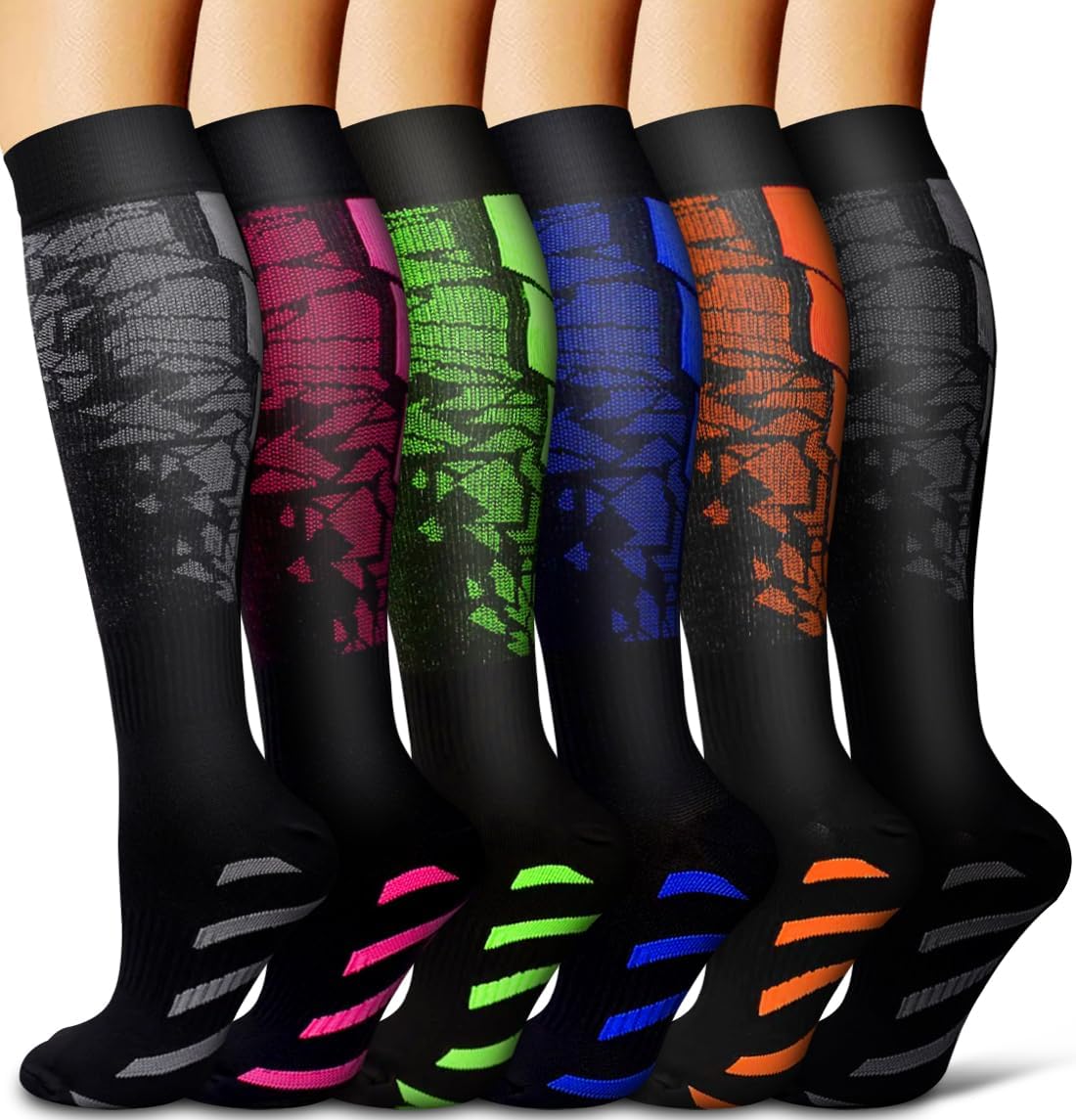 Copper Compression Socks for Women and Men(6 Pairs)-Best Support for Running, Athletic, Nursing, Travel