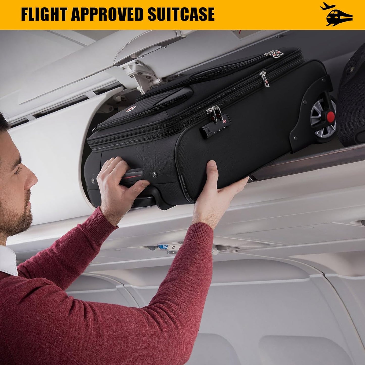 Laduga Softside Expandable Luggage with Large Wheels Carry-On Luggage Suicase (Purple, 21-Inch)