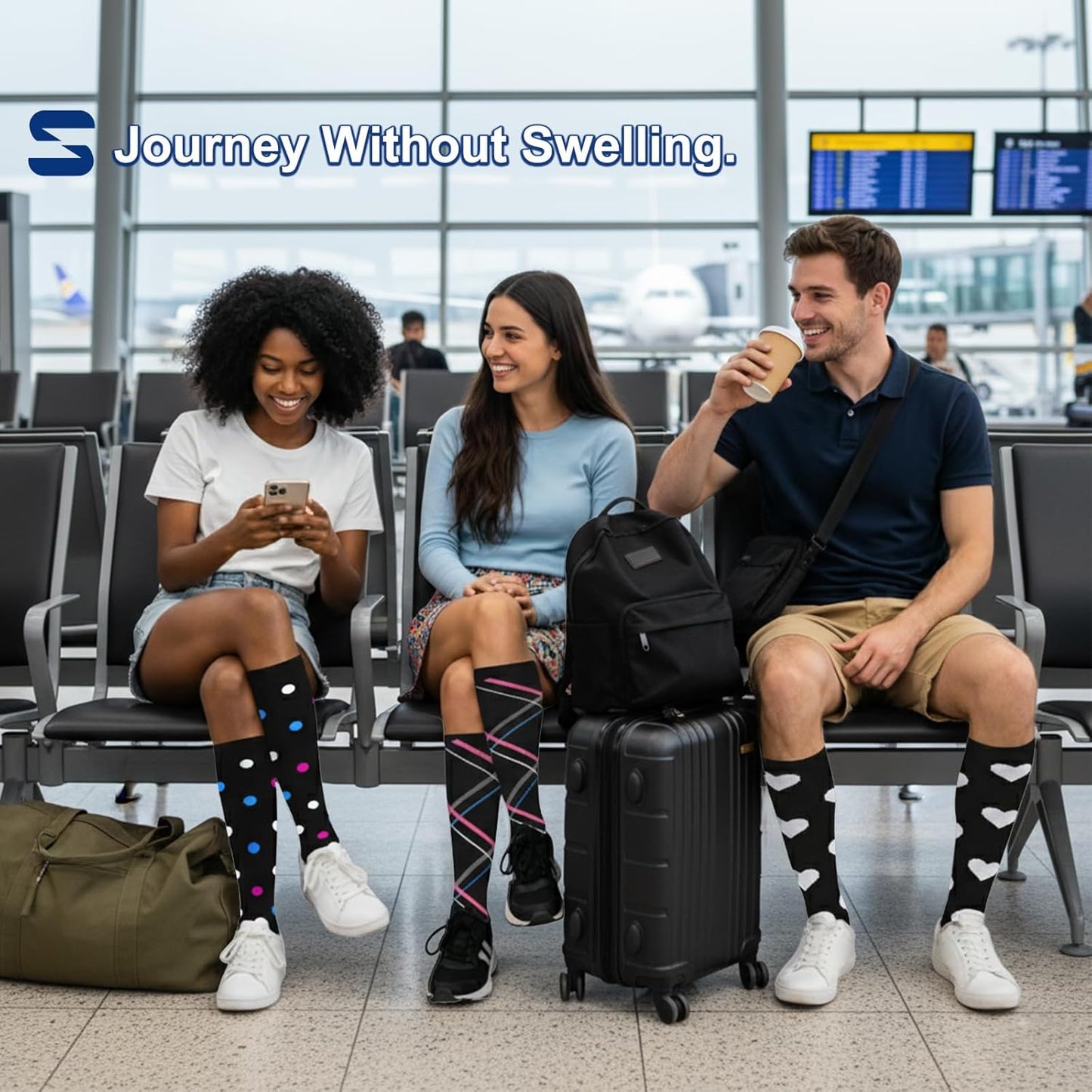 Compression Socks for Women and Men Circulation (3 Pairs) is Best Support for Running Athletic Cycling Hiking