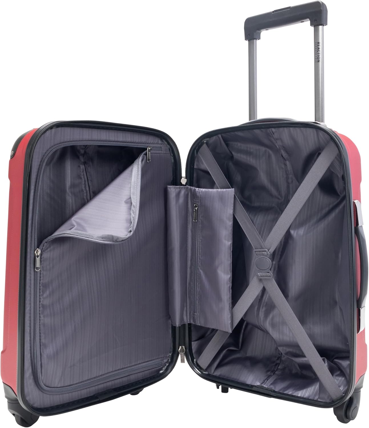 Kenneth Cole REACTION Out of Bounds Lightweight Hardshell 4-Wheel Spinner Luggage, Scarlet Red, 20-Inch Carry On