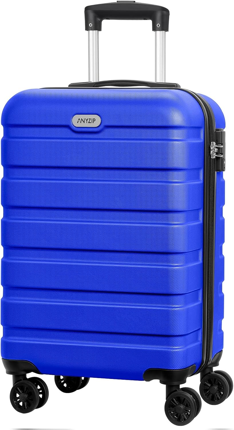 AnyZip Luggage PC ABS Hardside Lightweight Suitcase with 4 Universal Wheels TSA Lock Carry-On 20 Inch Blue