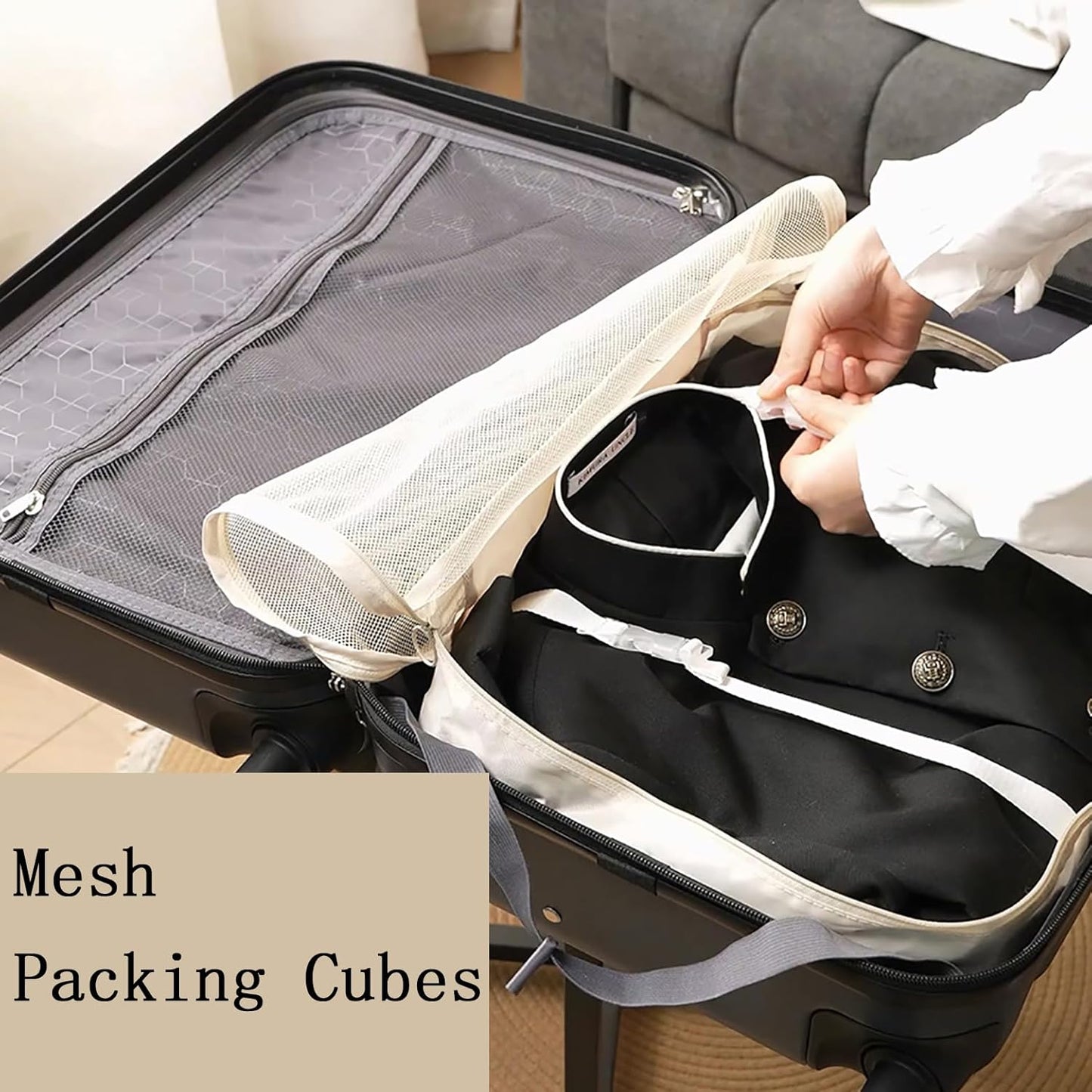 Merax Luggage Set 3 Piece Carry on Luggage, Lightweight Durable Suitcases with Spinner Wheels, Corner Guards (Black Brown, 20inch)