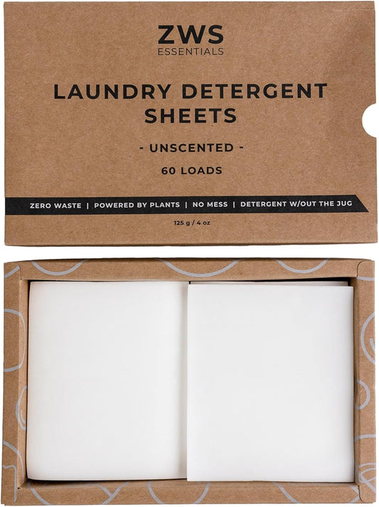 Laundry Detergent Sheets | Unscented, Hypoallergenic Laundry Strips for Sensitive Skin | Eco-Friendly, Plastic-Free Detergent for HE and Standard Machines