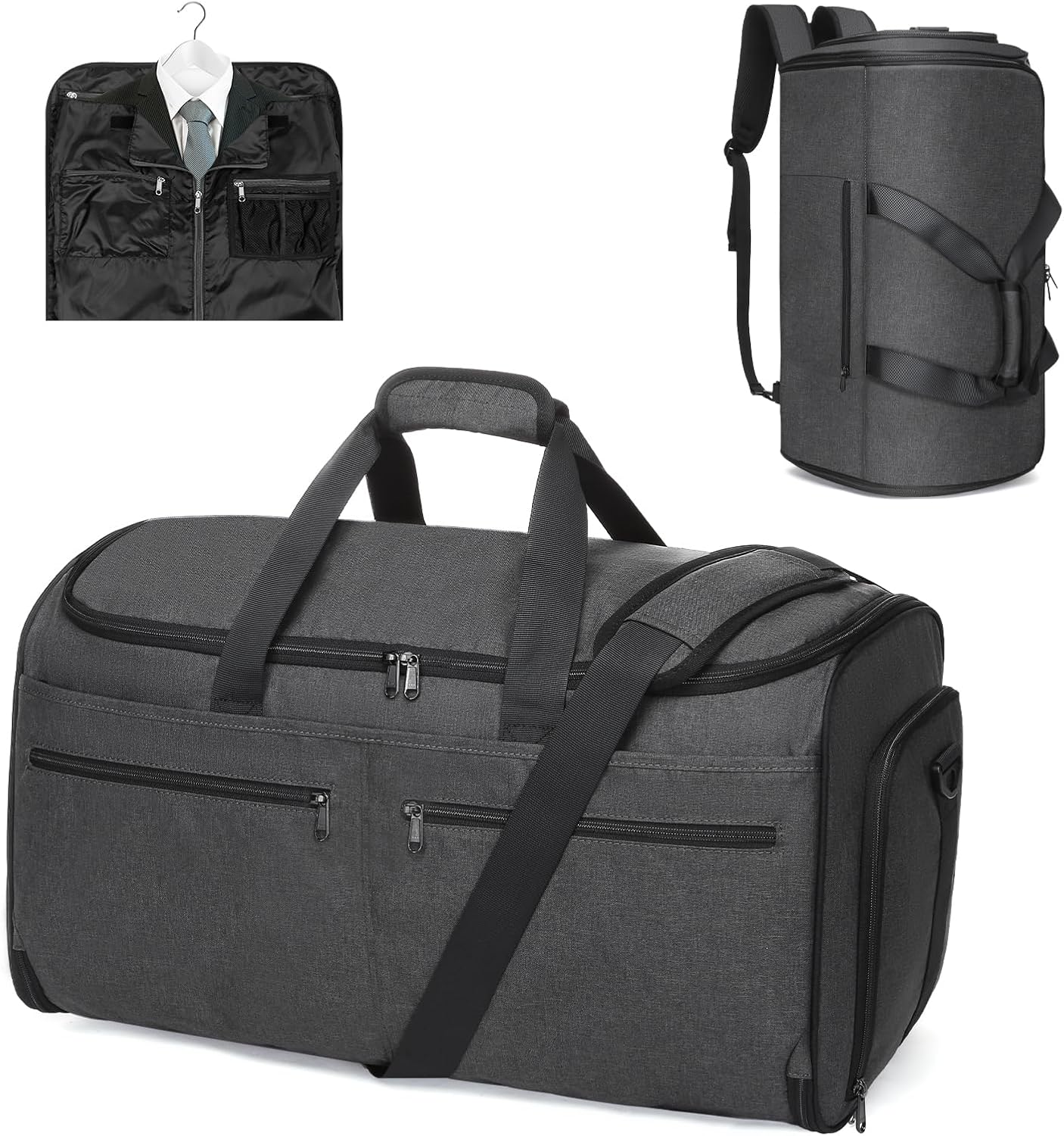 Bukere Garment Bags for Travel, Convertible Carry on Duffel Bag for Men Women, Backpack Straps, Shoe Compartment, 3 in 1 Hanging Dress Suit Bags for Men Women