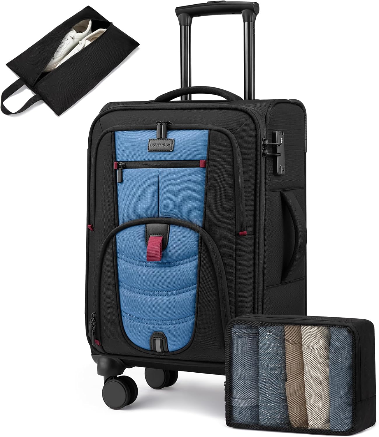 Carry On Luggage 22x14x9 Airline Approved, 22-Inch Suitcases with Spinner Wheels, Softside Carry-on Luggage with TSA Lock for Men Women Business Trip, Lightweight Large Capacity Luggage for Travel