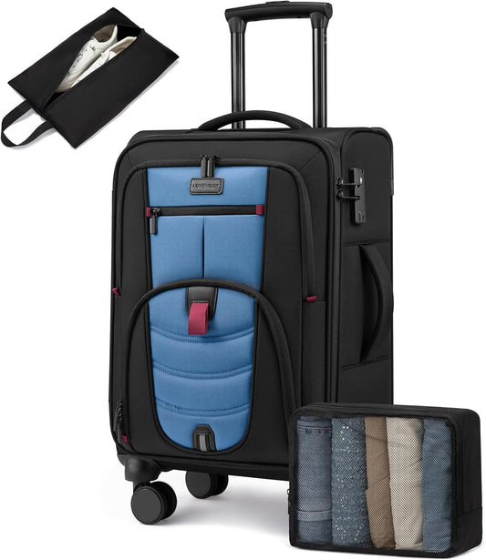 Carry On Luggage 22x14x9 Airline Approved, 22-Inch Suitcases with Spinner Wheels, Softside Carry-on Luggage with TSA Lock for Men Women Business Trip, Lightweight Large Capacity Luggage for Travel