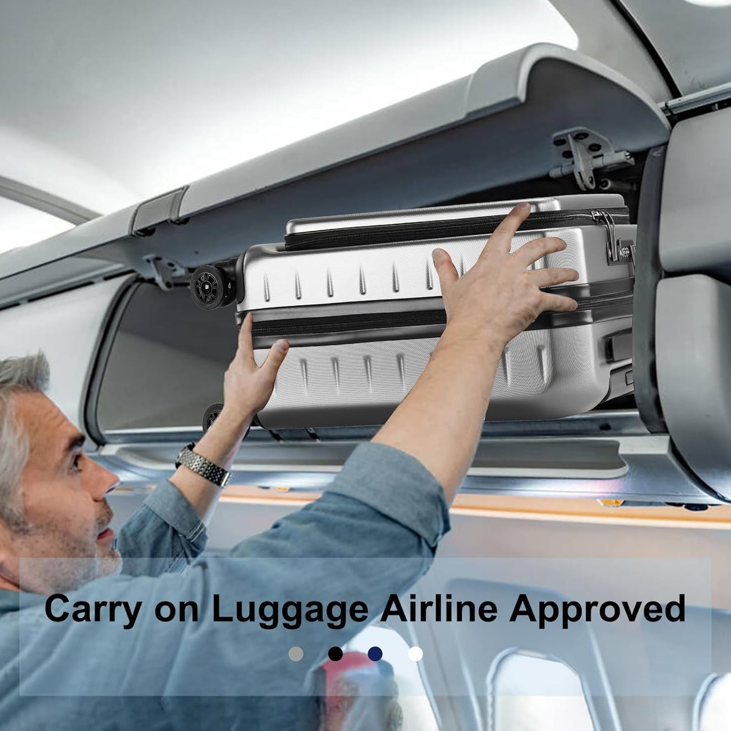 Carry On Luggage 22×14×9 Airline Approved, 20 Inch Lightweight ABS+PC Hard Shell Suitcases with Front Pocket, Spinner Wheels, TSA Lock (Dark Gray, 1PC)