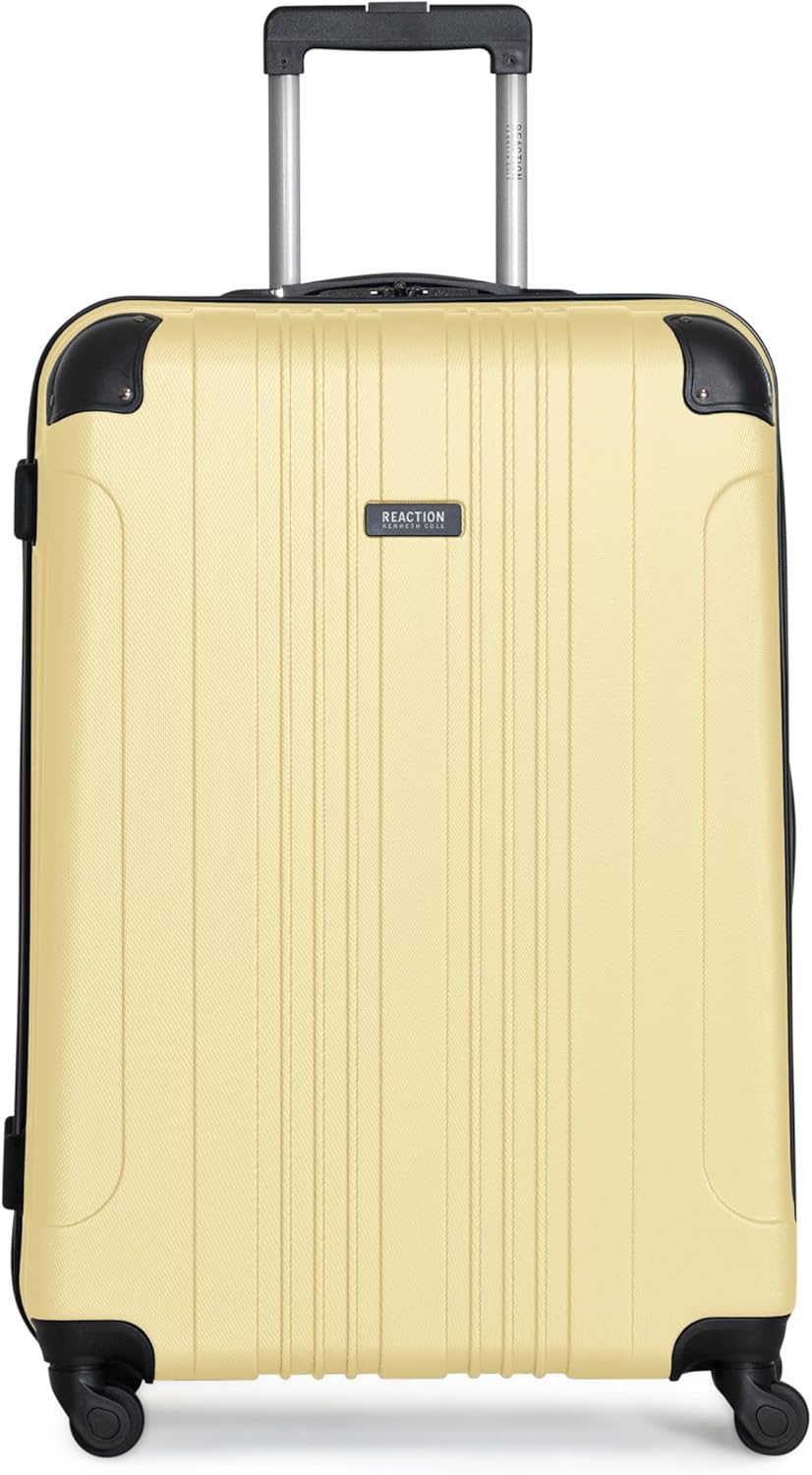 Kenneth Cole REACTION Out of Bounds Lightweight Hardshell 4-Wheel Spinner Luggage, Pale Banana, 28-Inch Carry On