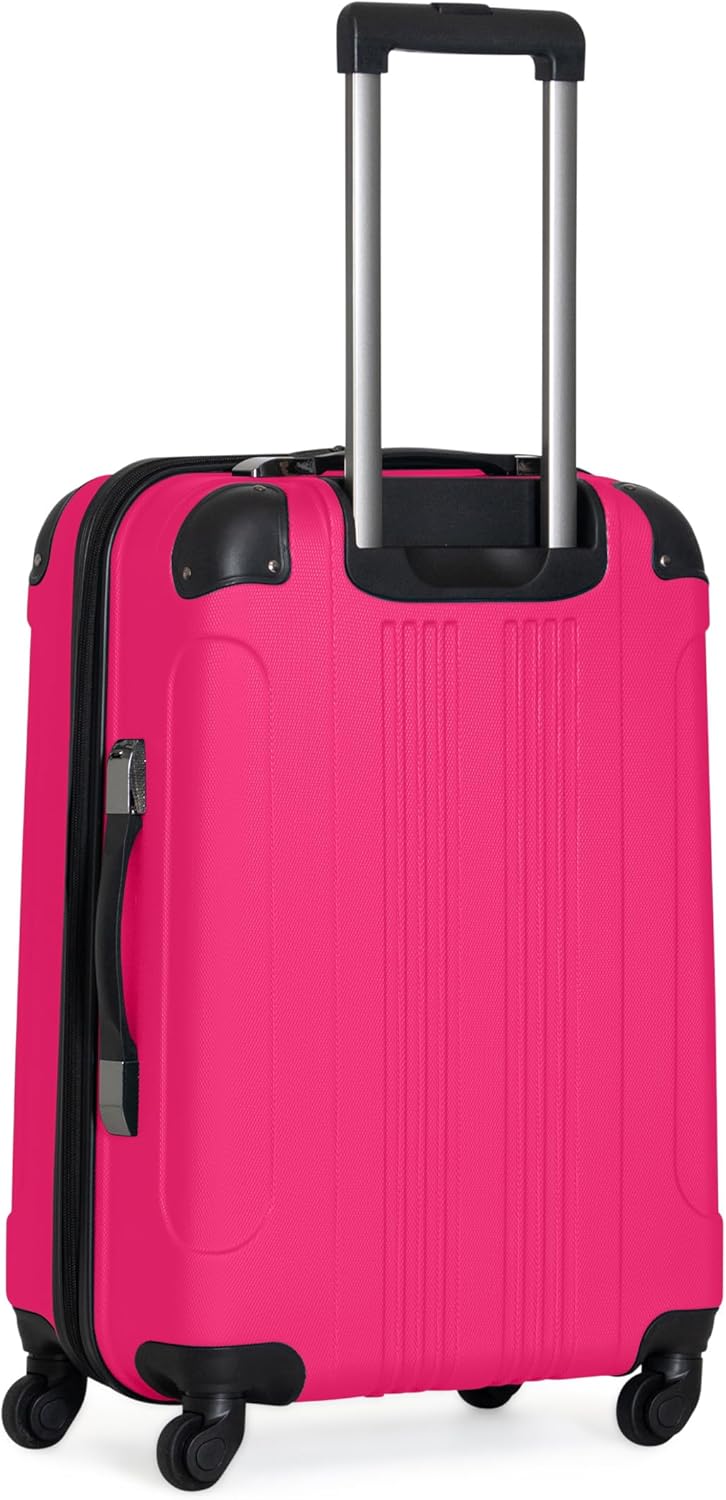 Kenneth Cole REACTION Out of Bounds Lightweight Hardshell 4-Wheel Spinner Luggage, Magenta, 24-Inch Checked