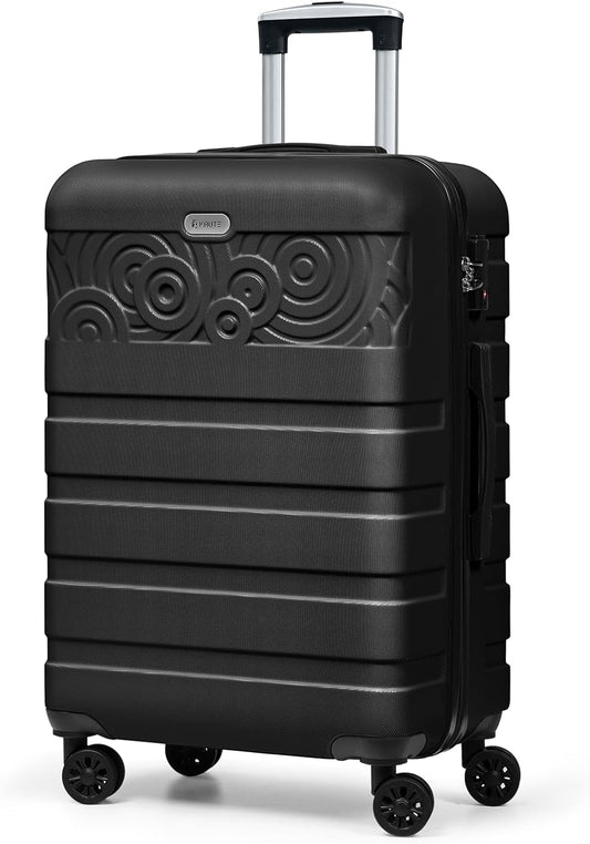 Krute Luggage 24 Inch Suitcases with Wheels Checked Lightweight PC ABS TSA Lock Hard Side Travel Suitcase