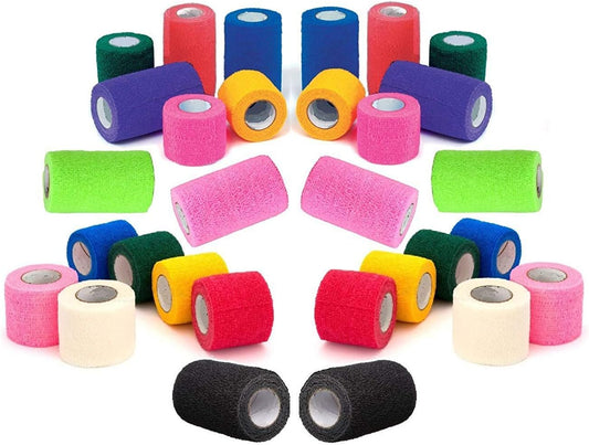 Prairie Horse Supply Vet Wrap Tape Bulk (Assorted Colors) (6 Pack) (4 Inches Wide) Vet Wrap Medical First Aid Tape Self Adhesive Adherent for Ankle Wrist Sprains and Swelling