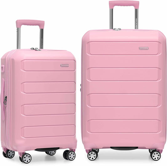 Traveler's Choice Pagosa Indestructible Hardshell Expandable Spinner Luggage, Pink, 2-Piece Set (22/26)