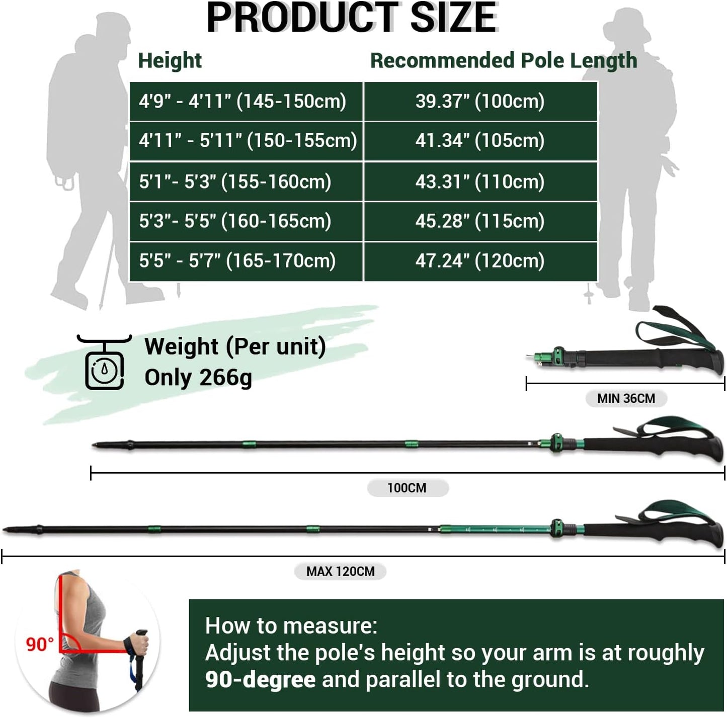 TheFitLife Collapsible Trekking Poles for Hiking – Lightweight Folding Walking Sticks for Men and Women with Extra-Long Foam Handle and Metal Flip Lock