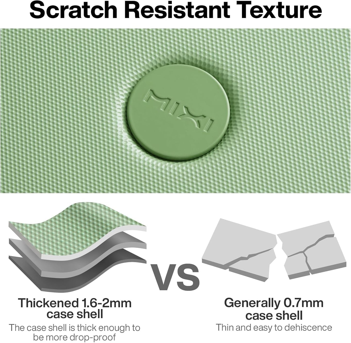 mixi Upgrade Luggage Suitcases with Spinner Wheels, Large Hardside Rolling Suitcase PC with TSA Lock Travel Case 26in Checked in, Fine Grid Avocado Green