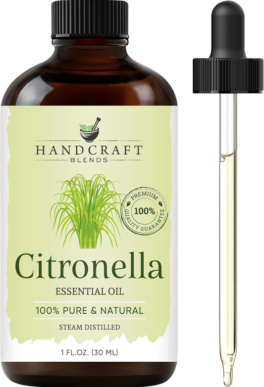 Handcraft Blends Citronella Essential Oil – 1 Fl Oz – 100% Pure and Natural – Premium Grade Essential Oil for Diffuser and Aromatherapy, Skin, Massage, Candle and Soap Making Fragrance