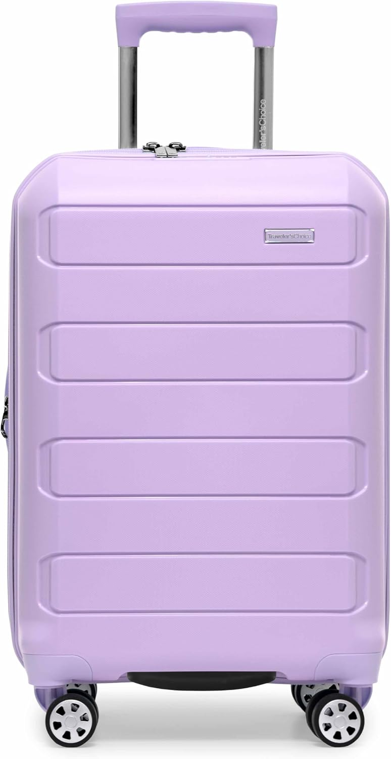Traveler's Choice Pagosa Indestructible Hardshell Expandable Spinner Luggage, Lavender, 2-Piece Set (22/26)