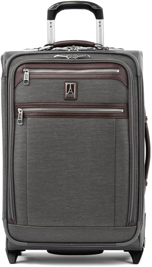 Travelpro Platinum Elite Softside Expandable Carry on Luggage, 2 Wheel Upright Suitcase, USB Port, Men and Women, Vintage Grey, Carry On 22-Inch