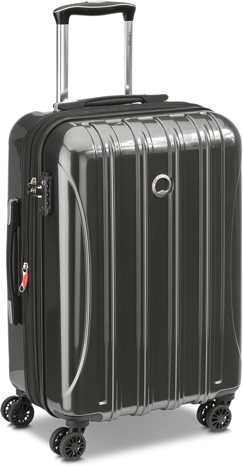 DELSEY PARIS Helium Aero Hardside Expandable Luggage with Spinner Wheels, Brushed Charcoal, Carry-On 21 Inch