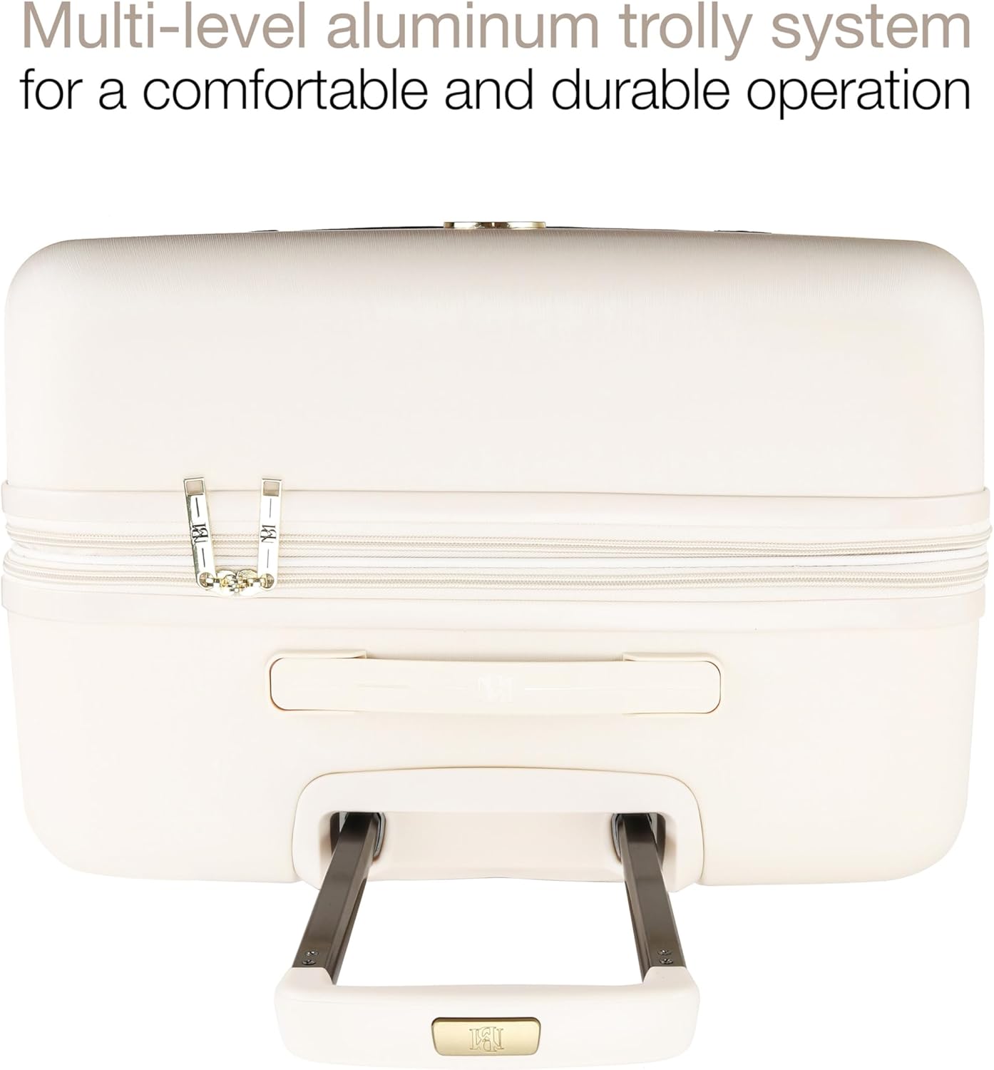 Badgley Mischka Grace 3 Piece Polycarbonate-ABS Expandable Retro Luggage Set (Cream)