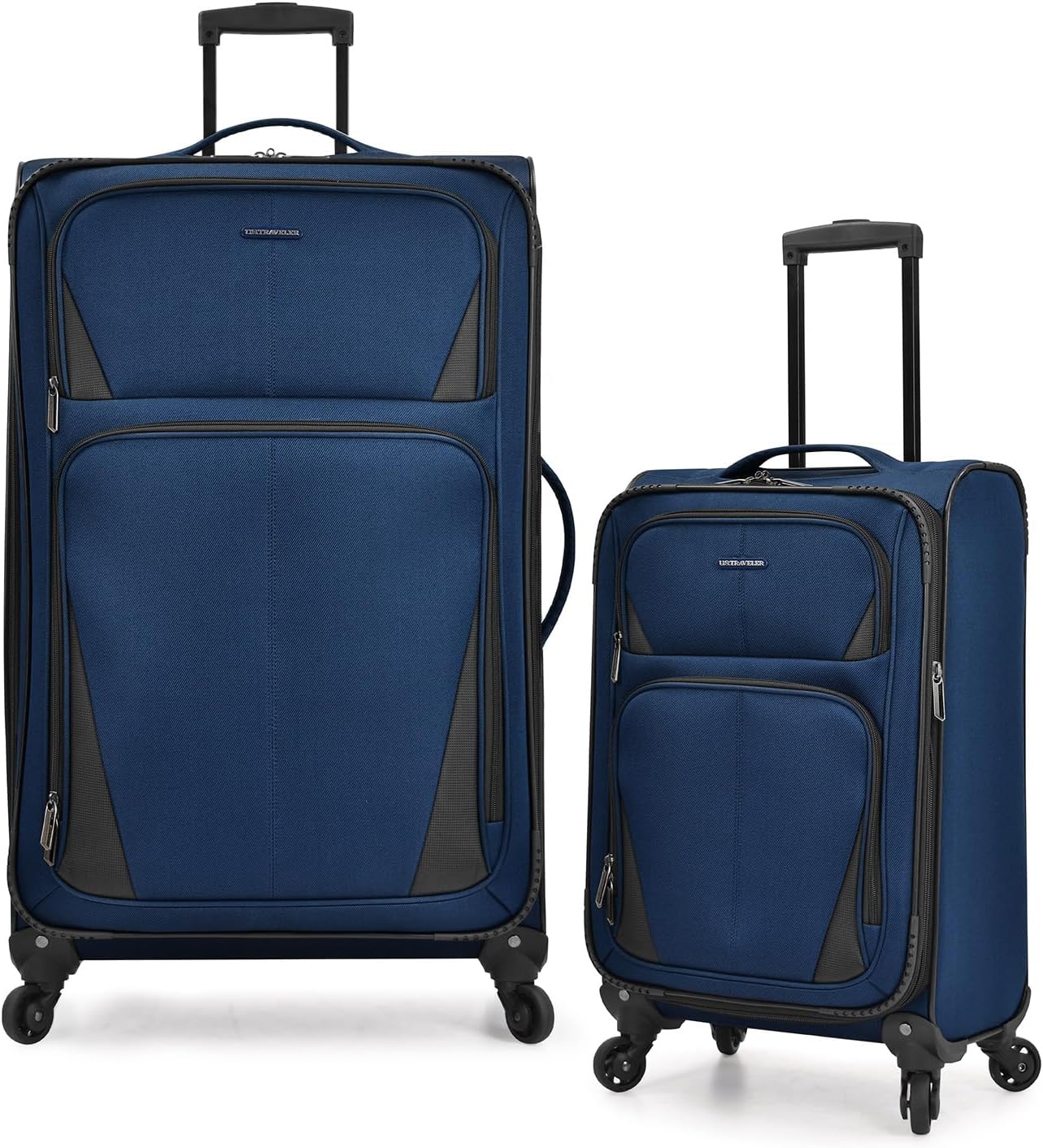 U.S. Traveler Aviron Bay Expandable Softside Luggage with Spinner Wheels, Navy, 2-Piece Set
