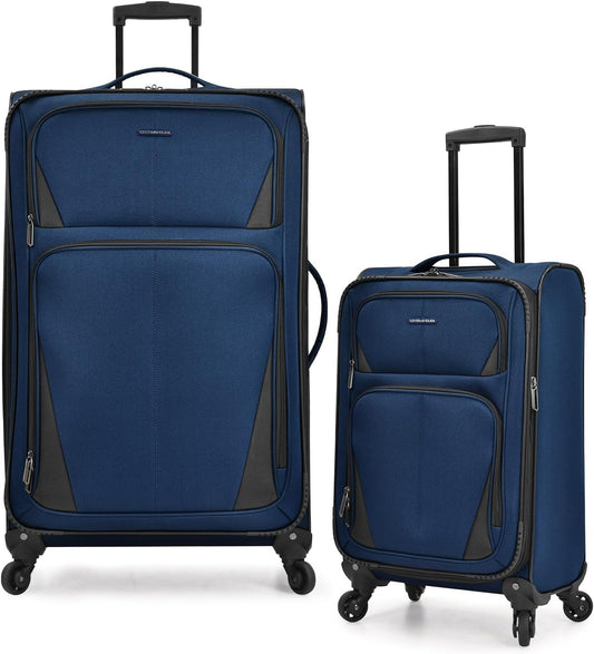 U.S. Traveler Aviron Bay Expandable Softside Luggage with Spinner Wheels, Navy, 2-Piece Set