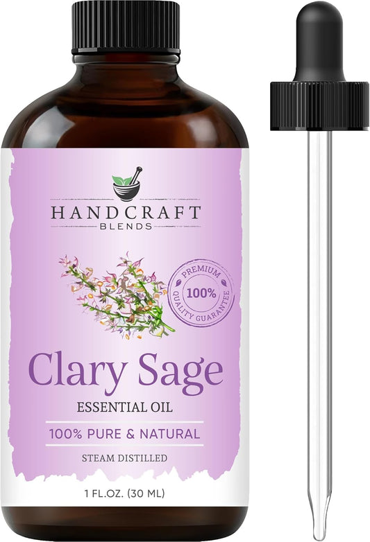 Handcraft Blends Clary Sage Essential Oil – 1 Fl Oz – 100% Pure and Natural – Premium Grade Essential Oil for Diffuser and Aromatherapy, Skin, Massage, Candle and Soap Making Fragrance